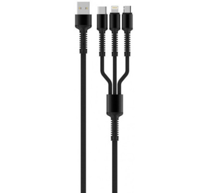 ColorWay Дата кабель USB 2.0 AM to Lightning + Micro 5P + Type-C 4.0A (20W) ColorWay (CW-CBU3003-GR)