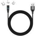 ColorWay Дата кабель USB 2.0 AM to Lightning + Micro 5P + Type-C 1.0m Magnetic ColorWay (CW-CBUU038-BK)