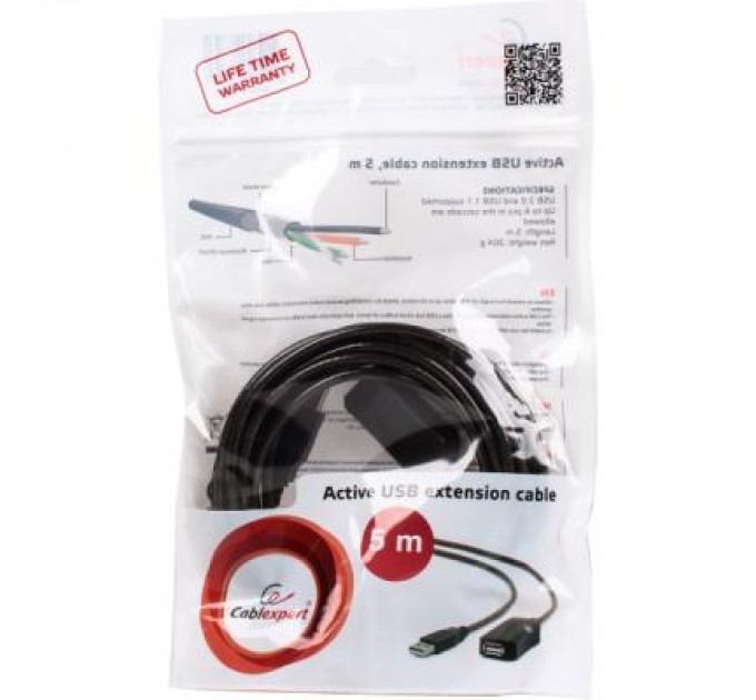 Cablexpert Дата кабель USB 2.0 AM/AF 5.0 m active Cablexpert (UAE-01-5M)