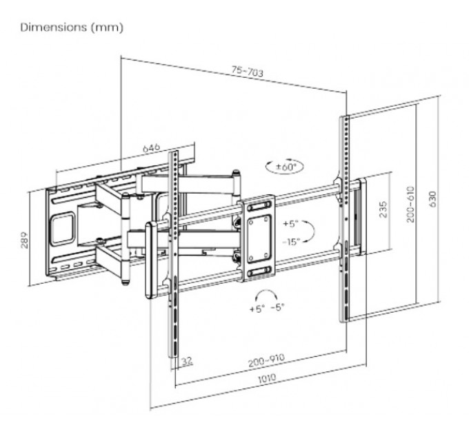Gembird Кронштейн Gembird WM-120ST-01 (VESA900х600)