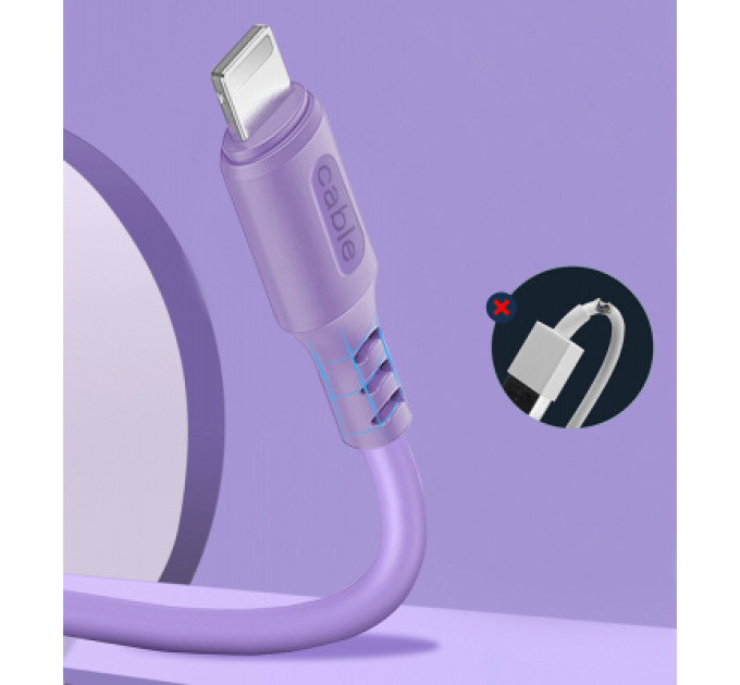 ColorWay Дата кабель USB 2.0 AM to Lightning 1.0m soft silicone violet ColorWay (CW-CBUL044-PU)