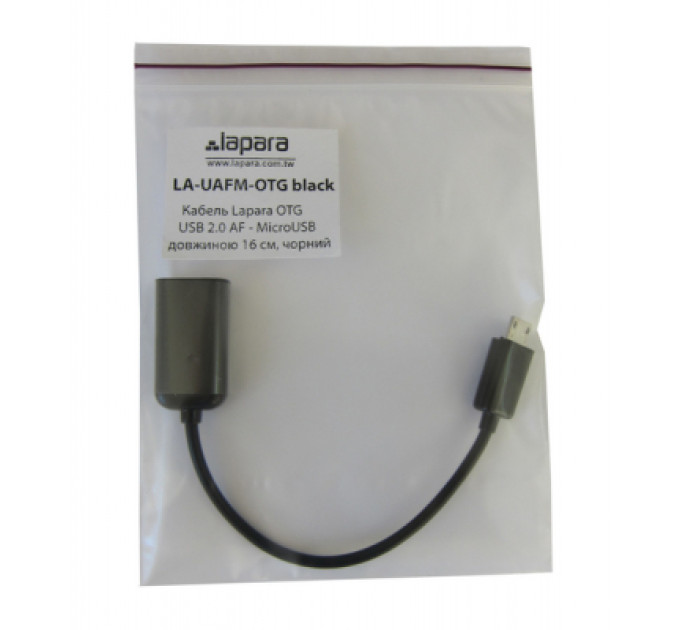 Lapara Дата кабель OTG USB 2.0 AF to Micro 5P 0.16m Lapara (LA-UAFM-OTG black)