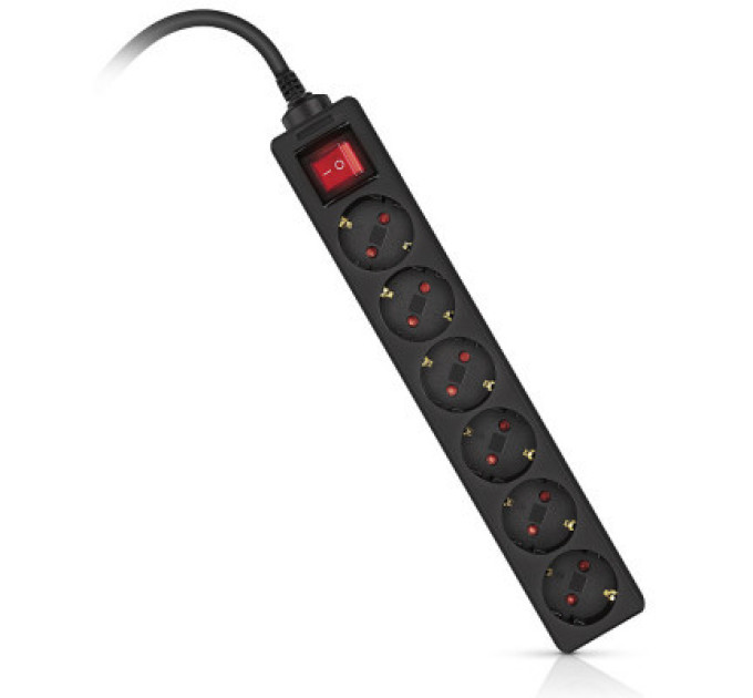 REAL-EL Мережевий фільтр живлення REAL-EL RS-6 Protect M 1.8m, black (EL122300032)