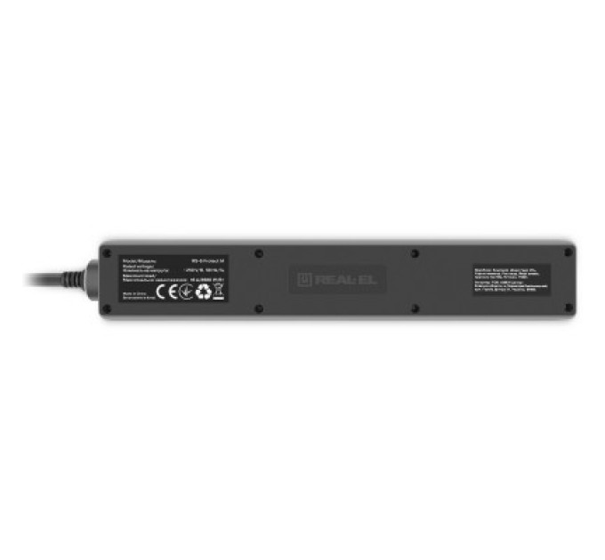 REAL-EL Мережевий фільтр живлення REAL-EL RS-6 Protect M 3m, black (EL122300034)