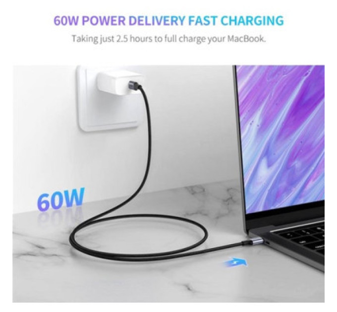 Ugreen Дата кабель USB-C to USB-C 2.0m US261 18W Round Cable Nickel Plating Aluminum Shell Black Ugreen (50152)