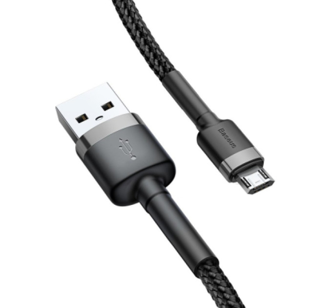Baseus Дата кабель USB 2.0 AM to Micro 5P 0.5m Cafule 2.4A Black-Grey Baseus (CAMKLF-AG1)