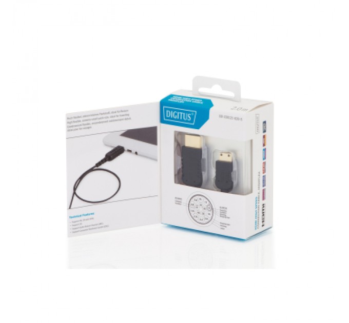 Digitus Кабель мультимедійний HDMI M to HDMI mini M 2.0m black Digitus (DB-330121-020-S)