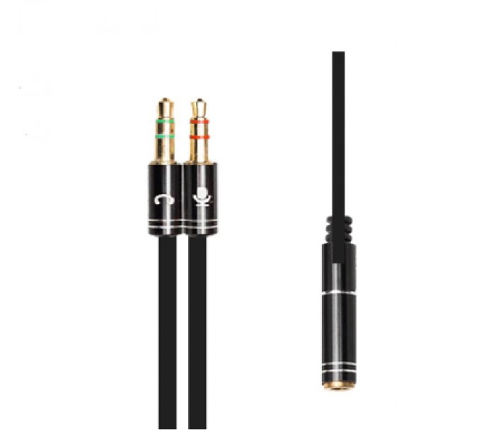 XoKo Кабель мультимедійний 3.5mm F to 2x3.5mm M 0.4m (4pin) black XoKo (AC-009)