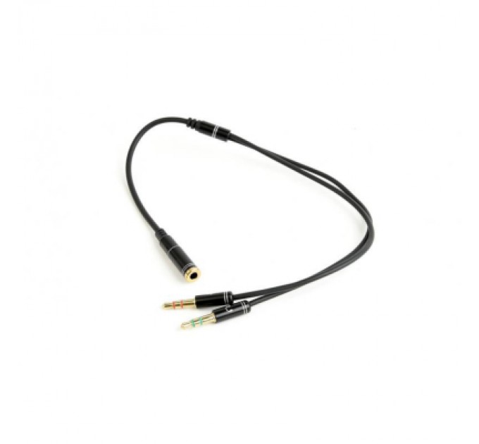 XoKo Кабель мультимедійний 3.5mm F to 2x3.5mm M 0.4m (4pin) black XoKo (AC-009)