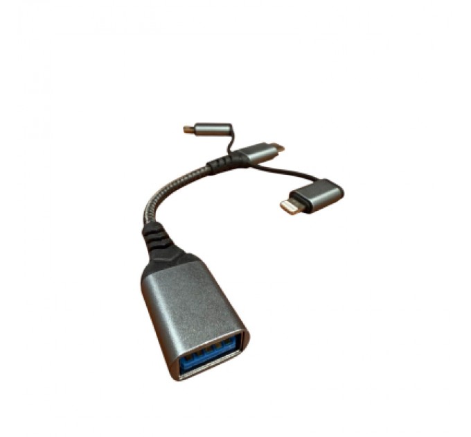 XoKo Дата кабель OTG USB 3.0 AF to USB-C + Micro 5P + Lightning 0.11m 60W XoKo (XK-AC-155)