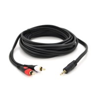 Кабель мультимедійний 3.5mm M to 2xRCA M 5.0m black Voltronic (YT-3.5(M)/2хRCA(M)-5.0PCu)