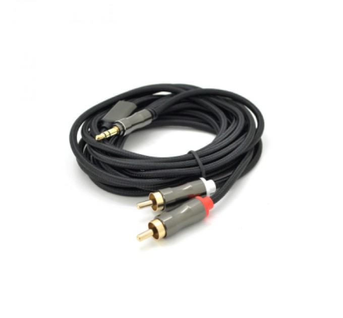 VEGGIEG Кабель мультимедійний 3.5mm M to 2xRCA M 3.0m black VEGGIEG (YT-AR2-3)