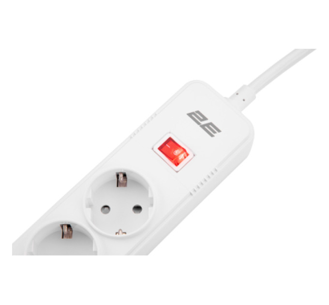 2E Мережевий фільтр живлення 2E 5XSchuko, 3G*1.5мм, 3*USB-A, 2м, white (2E-SP515M2USBWH)