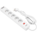 2E Мережевий фільтр живлення 2E 5XSchuko, 3G*1.5мм, 3*USB-A, 2м, white (2E-SP515M2USBWH)