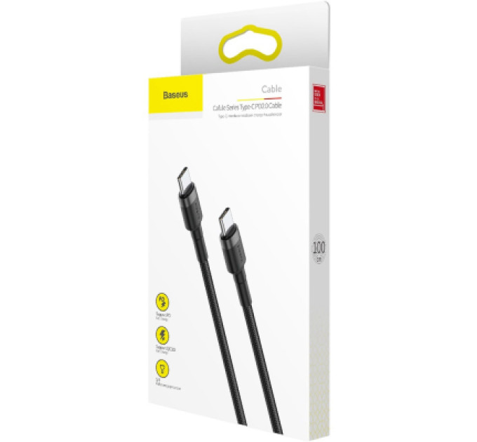 Baseus Дата кабель USB-C to USB-C 1.0m 3A 60W Cafule Black Baseus (CATKLF-GG1)