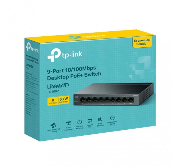 TP-Link 9-портовий настільний комутатор, LS109P TP-LINK
