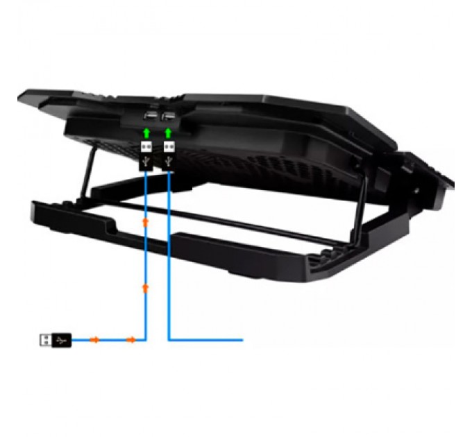 IceCoorel Підставка до ноутбука IceCoorel 10-17", 6*70mm 1800 RPM, 2*USB, + LCD, 365*297*30mm, Black (K8)
