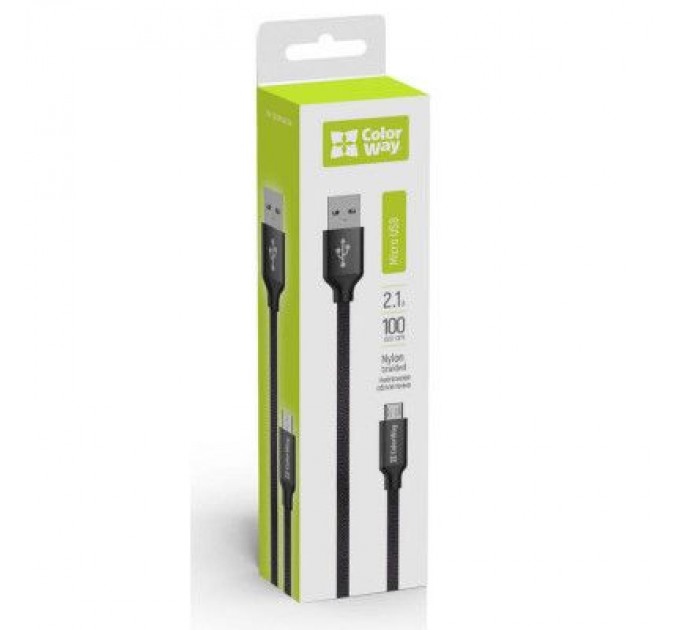 ColorWay Дата кабель USB 2.0 AM to Micro 5P 1.0m black ColorWay (CW-CBUM002-BK)