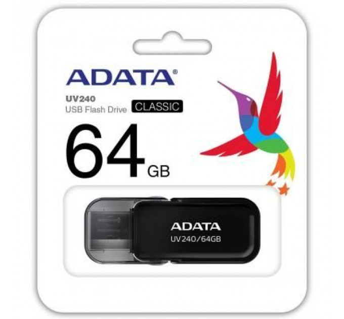 USB флеш накопичувач ADATA 64GB UV240 Black USB 2.0 (AUV240-64G-RBK)