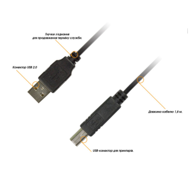 Piko Кабель для принтера USB 2.0 AM/BM 1.8m Piko (1283126474033)