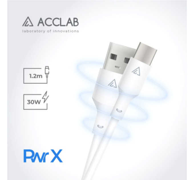 ACCLAB Дата кабель USB 2.0 AM to Type-C 1.2m PwrX 30W ACCLAB (1283126559532)