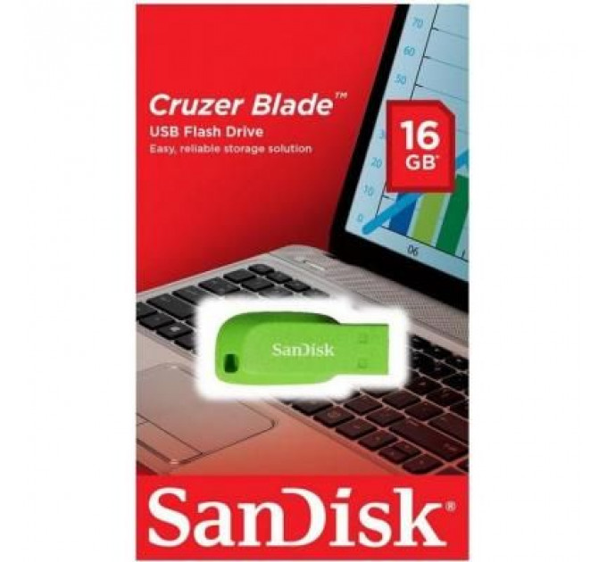 USB флеш накопичувач SanDisk 16GB Cruzer Blade Green USB 2.0 (SDCZ50C-016G-B35GE)
