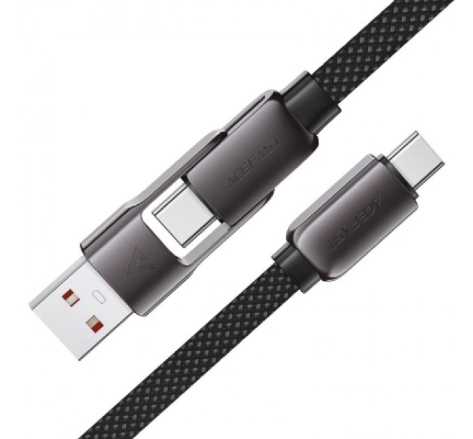 Acefast Дата кабель USB-C to USB-C/A 1.2m 3.0A zink alloy C13-04 Black Acefast (6974316282334)