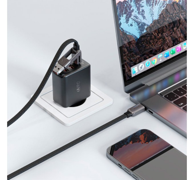 Acefast Дата кабель USB-C to USB-C/A 1.2m 3.0A zink alloy C13-04 Black Acefast (6974316282334)