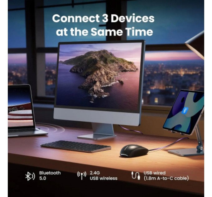 Ugreen Мишка Ugreen MU103 Wireless/Bluetooth Black (90539)