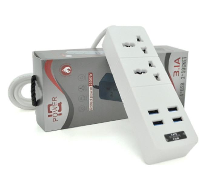 Voltronic Мережевий фільтр живлення Voltronic TВ-Т07, 2роз, 4*USB White (ТВ-Т07-White)