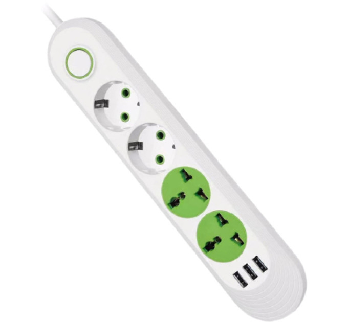 Voltronic Мережевий фільтр живлення Voltronic F01U, 2роз EU + 2роз Universal, 3*USB White (F01U-White)