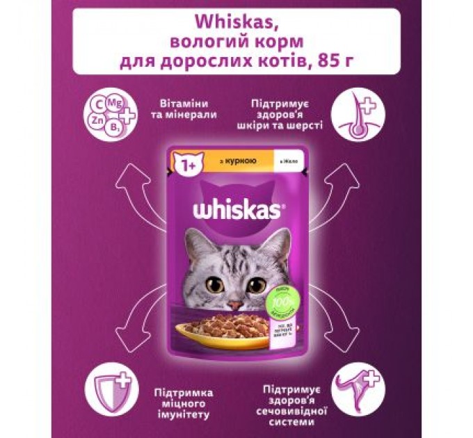 Whiskas Вологий корм для кішок Whiskas Курка в желе 85 г (5900951302138)