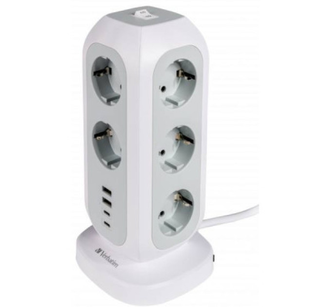 Verbatim Мережевий фільтр живлення Verbatim 11 розеток, 2 x USB-C та 2 x USB-A (49547)