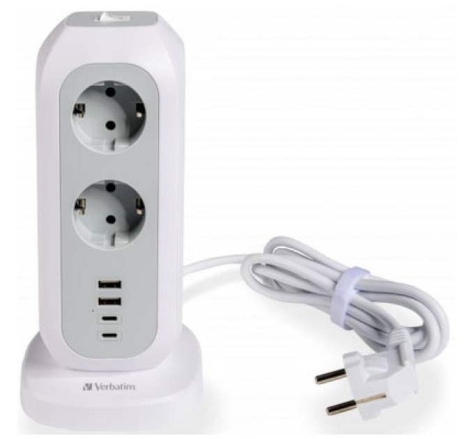 Verbatim Мережевий фільтр живлення Verbatim 11 розеток, 2 x USB-C та 2 x USB-A (49547)