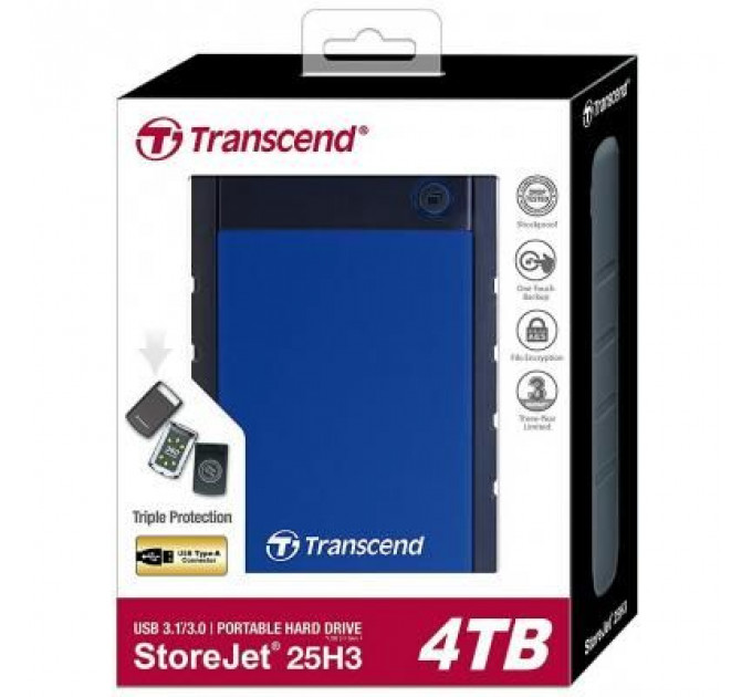 Зовнішній жорсткий диск 2.5" 4TB Transcend (TS4TSJ25H3B)