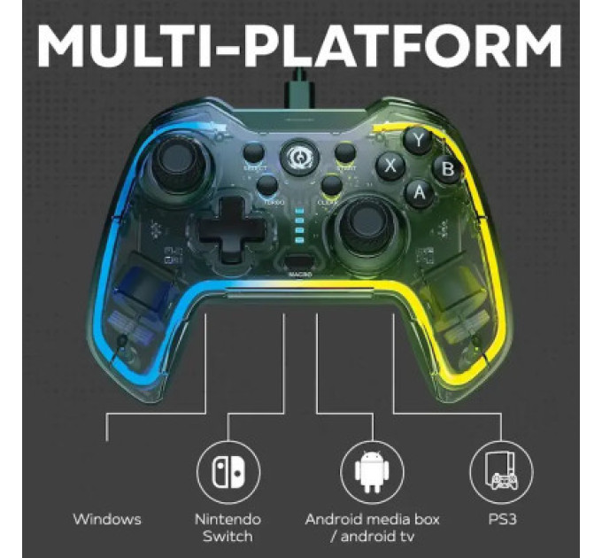 Canyon Геймпад Canyon Brighter GP-02 Wired RGB 4in1 PS3/Android BOX-TV/Nintendo Crystal (CND-GP02)