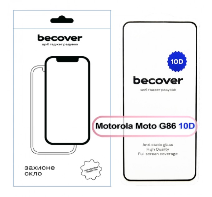 BeCover Скло захисне BeCover 10D Motorola Moto G86 Black (713743)