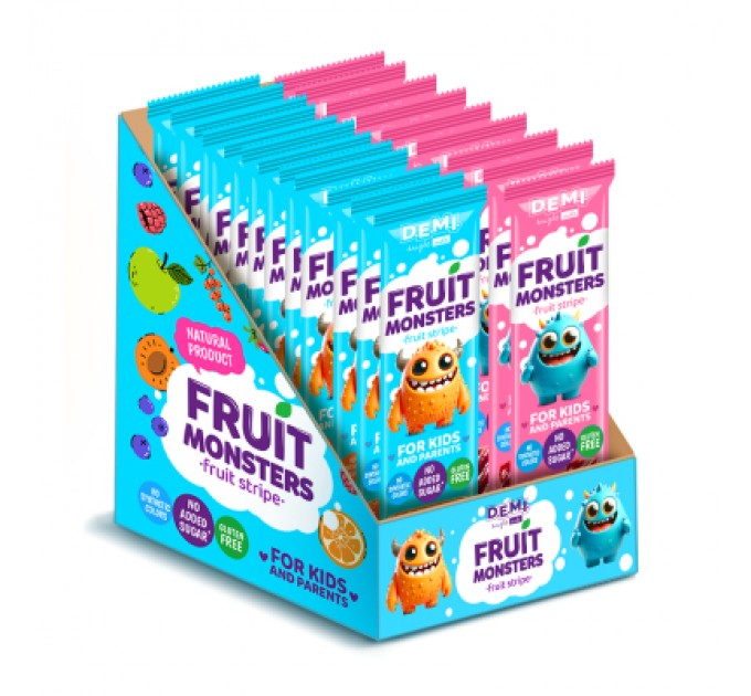 Demi Цукерка Demi Fruit Monsters Пастила фруктова з смаком малини 15 г (de.21920)