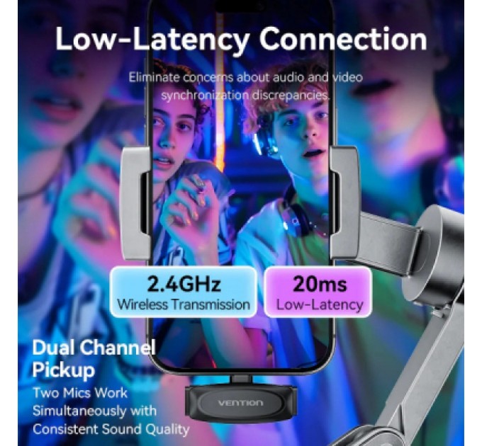 Vention Мікрофон Vention USB-C 2-Pack Wireless Lavalier Black (NCBB0)