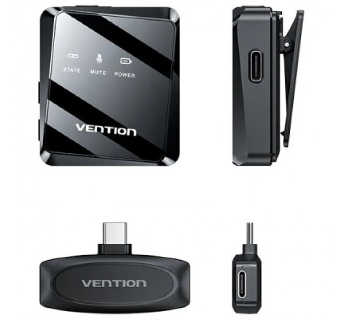 Vention Мікрофон Vention USB-C 2-Pack Wireless Lavalier Black (NCBB0)