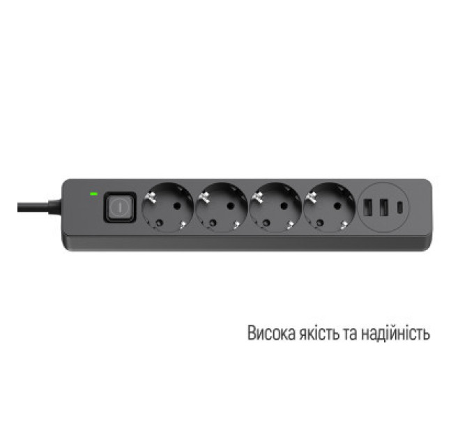 ColorWay Мережевий фільтр живлення ColorWay CW-CHE435PDB, 4 розетки/3USB 5M (CW-CHE435PDB)