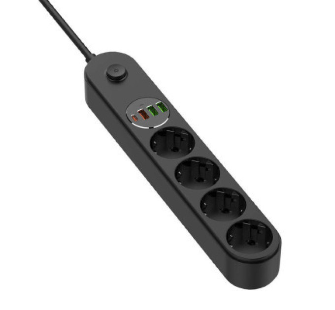 ColorWay Мережевий фільтр живлення ColorWay CW-CHE44PDB, 4 розетки/4USB 2M (CW-CHE44PDB)