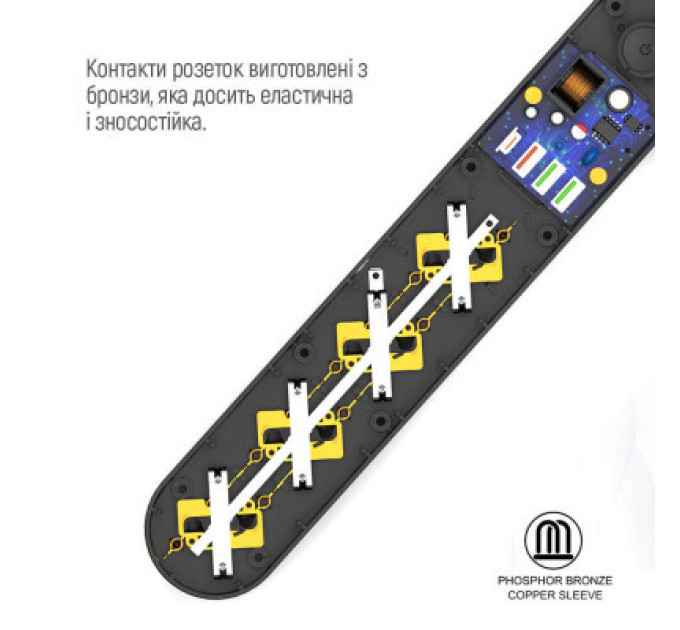 ColorWay Мережевий фільтр живлення ColorWay CW-CHE44PDB, 4 розетки/4USB 2M (CW-CHE44PDB)