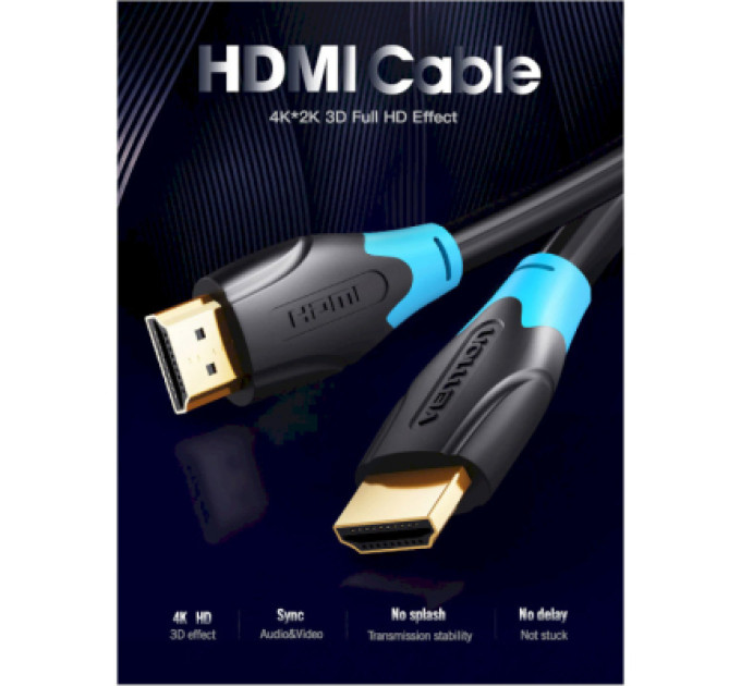 Vention Кабель мультимедійний HDMI to HDMI 5.0m V2.0 4K 60Hz PVC Vention (AACBJ)