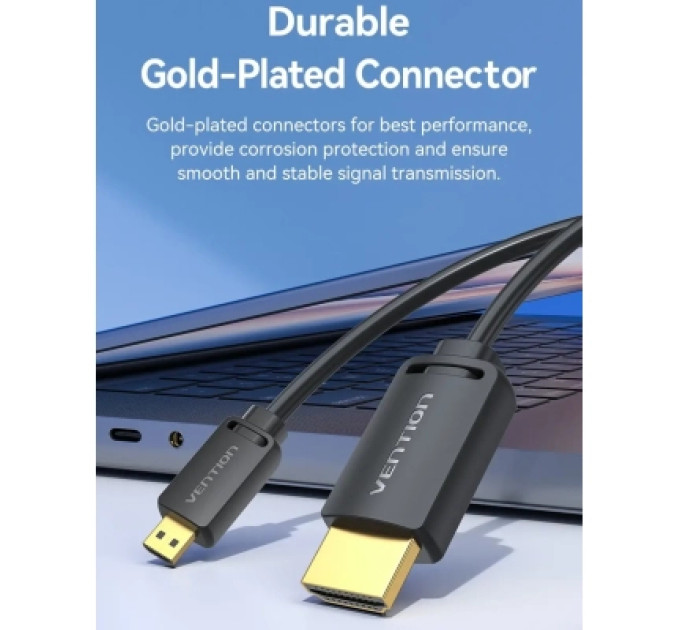 Vention Кабель мультимедійний HDMI to Micro HDMI 3.0m V2.0 4K 60Hz 18Gbps HDR Dolby Vention (AGHBI)