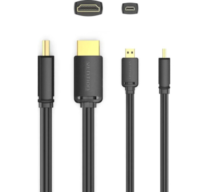 Vention Кабель мультимедійний HDMI to Micro HDMI 1.5m V2.0 4K 60Hz 18Gbps HDR Dolby Vention (AGIBG)