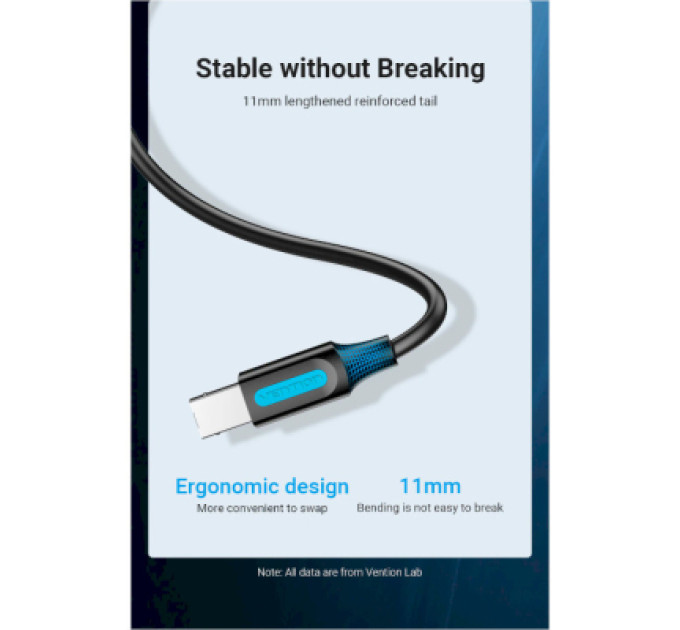 Vention Кабель для принтера USB 2.0 AM/BM 3.0m 480Mbps PVC black Vention (COQBI)