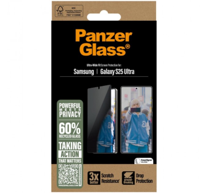 PANZERGLASS Скло захисне PANZERGLASS Privacy Samsung Galaxy S25 Ultra Ultra-Wide Fit (PG_PGRPUWFG38488)