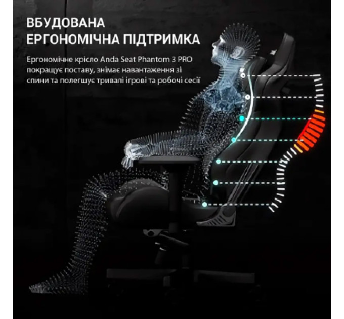 Anda Seat Крісло ігрове Anda Seat Phantom 3 Pro Fabric Size L Black (AD18YC-06-B-F)
