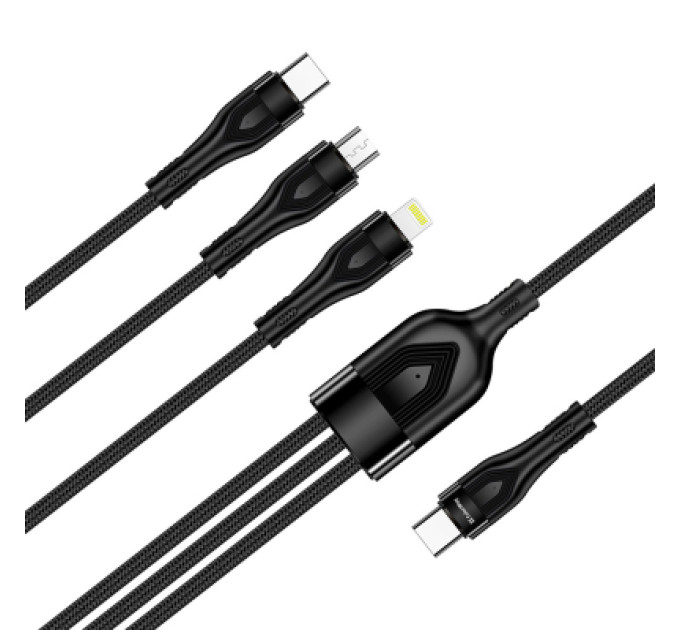 ColorWay Дата кабель USB 2.0 AM to Lightning + Micro 5P + Type-C 1.2m 3.0A (PD60W data) Black ColorWay (CW-CBPDU3060-BK)